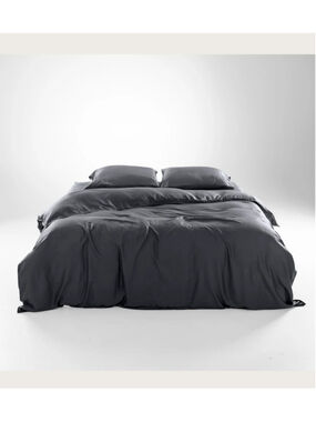Olive&Crate TWIN XL Luxury Duvet Set –Charcoal/Black –TENCEL™ Soft Bedding